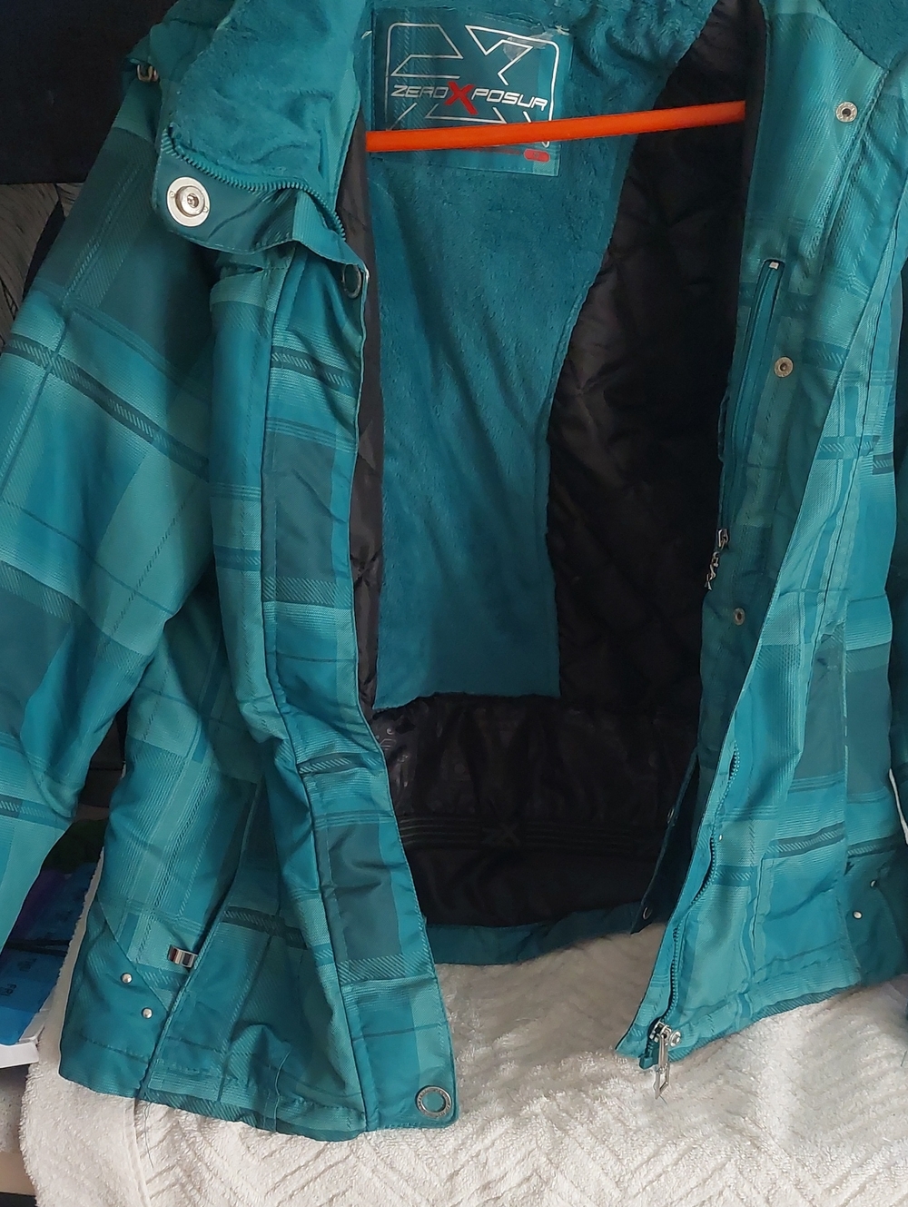 ZeroXposur Teal Plaid Waterproof Insulated Ski Jacket M